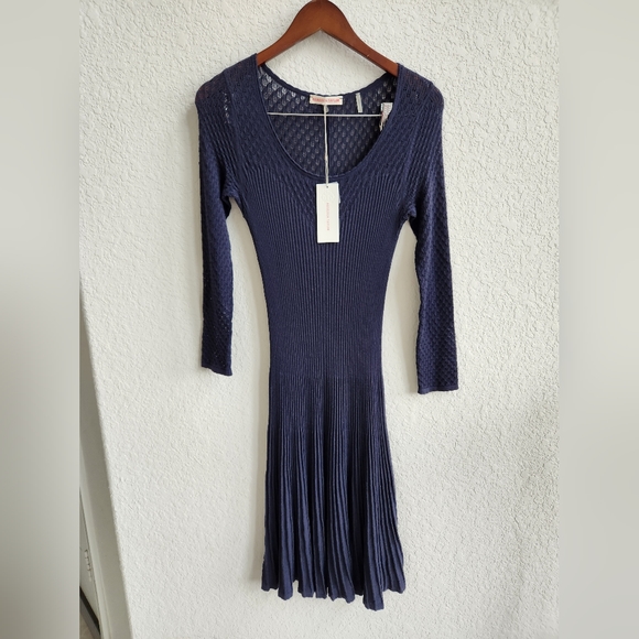 Rebecca Taylor Blue Knit Long Sleeve Dress size small - Picture 1 of 1